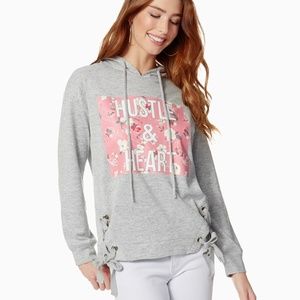 NWT Charming Charlie Hustle & Heart Lace-up Hoodie